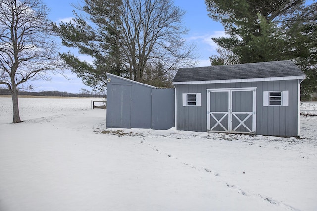 view of snow covered structure