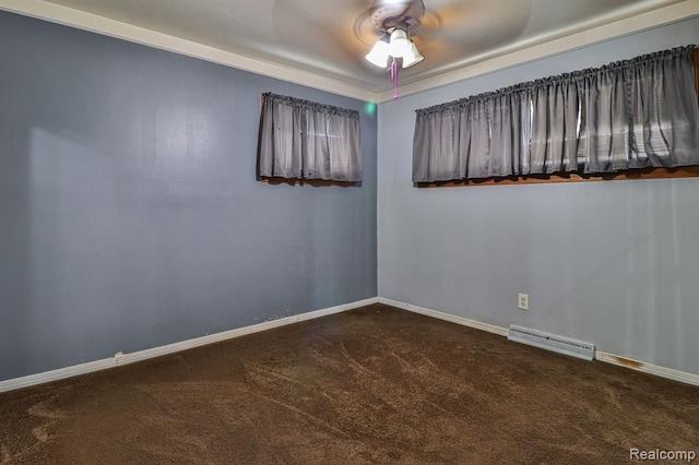 unfurnished room featuring ceiling fan and carpet floors