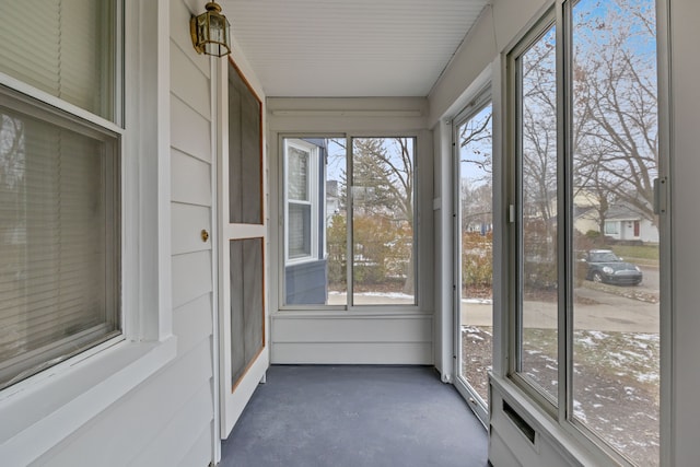 view of unfurnished sunroom