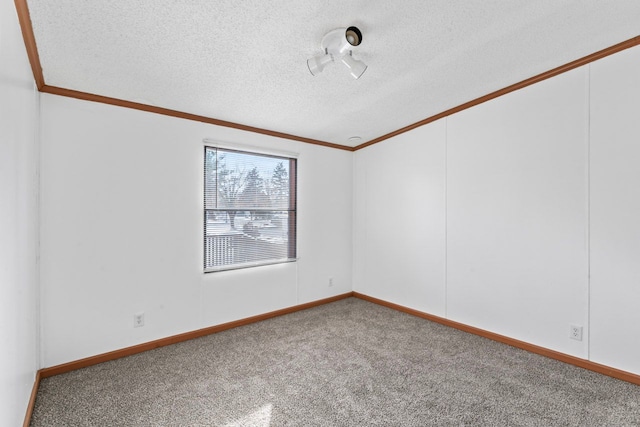 unfurnished room featuring carpet flooring and a textured ceiling