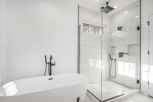 bathroom with independent shower and bath