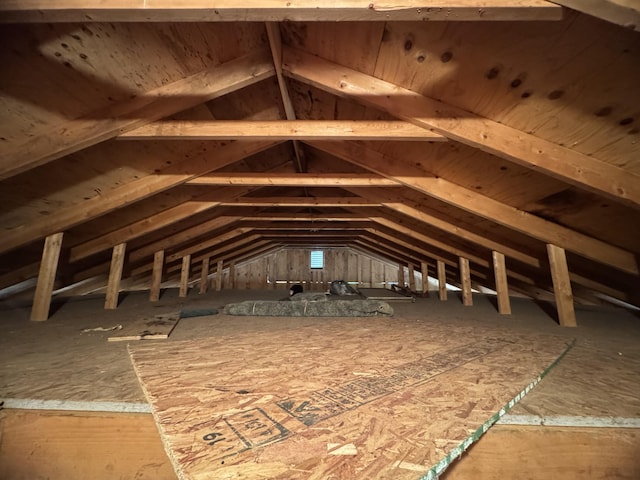 view of unfinished attic