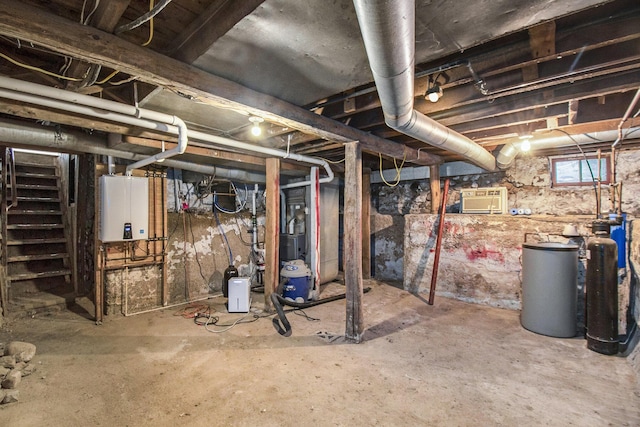 basement featuring water heater