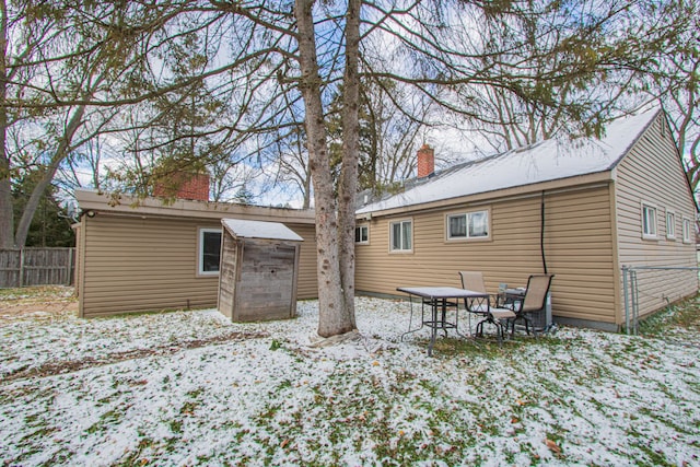 view of snow covered property