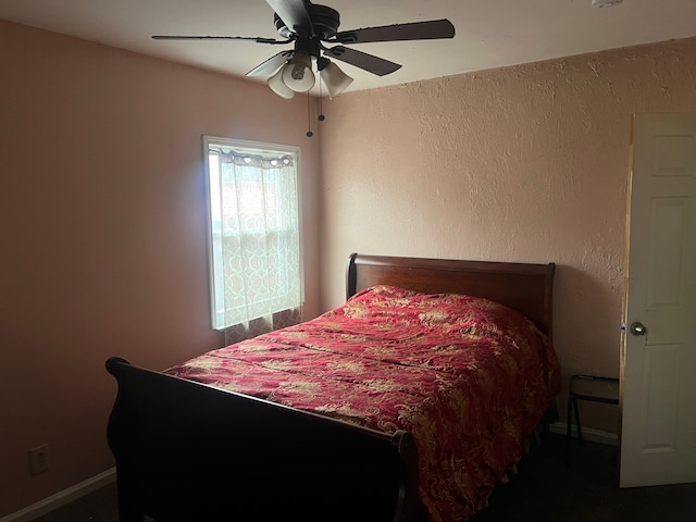 bedroom featuring ceiling fan