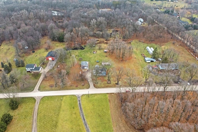 aerial view with a rural view