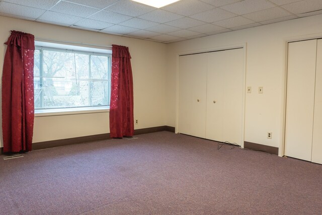 5620 Kaufman St, Dearborn Heights, MI 48125 - unfurnished bedroom with carpet, a paneled ceiling, and baseboards