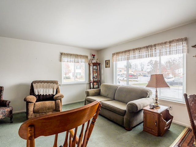 carpeted living room with a wealth of natural light