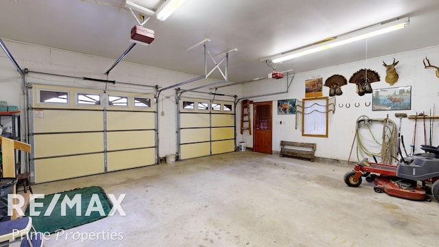 garage with a garage door opener