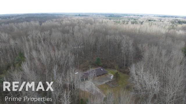 aerial view featuring a forest view