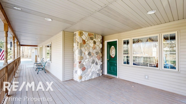 wooden terrace with covered porch