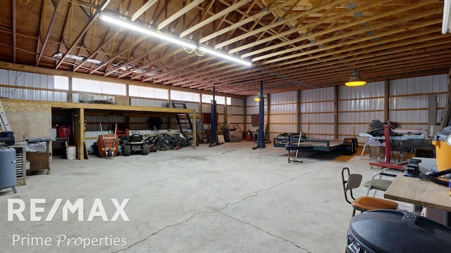 garage featuring metal wall