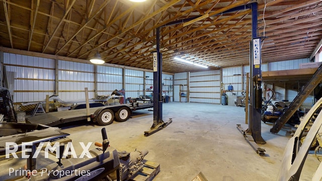 garage featuring metal wall