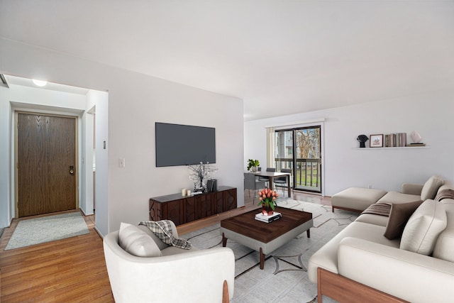 living room featuring light hardwood / wood-style flooring