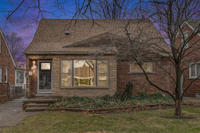 view of front of property with a yard