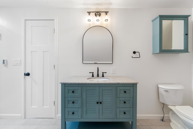 bathroom featuring tile patterned flooring, vanity, and toilet