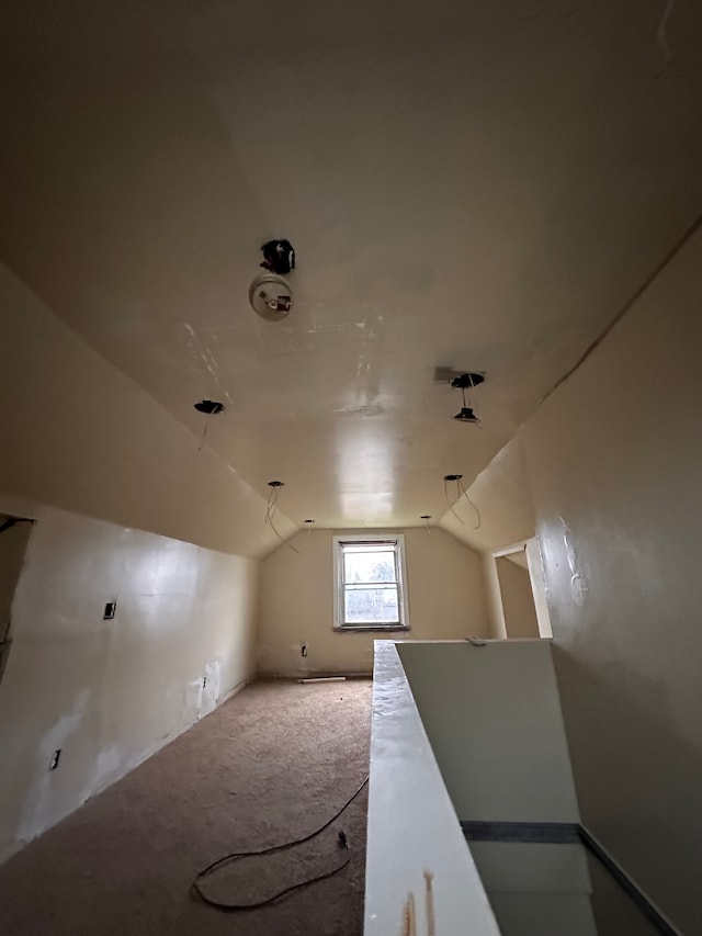 bonus room with carpet flooring and lofted ceiling