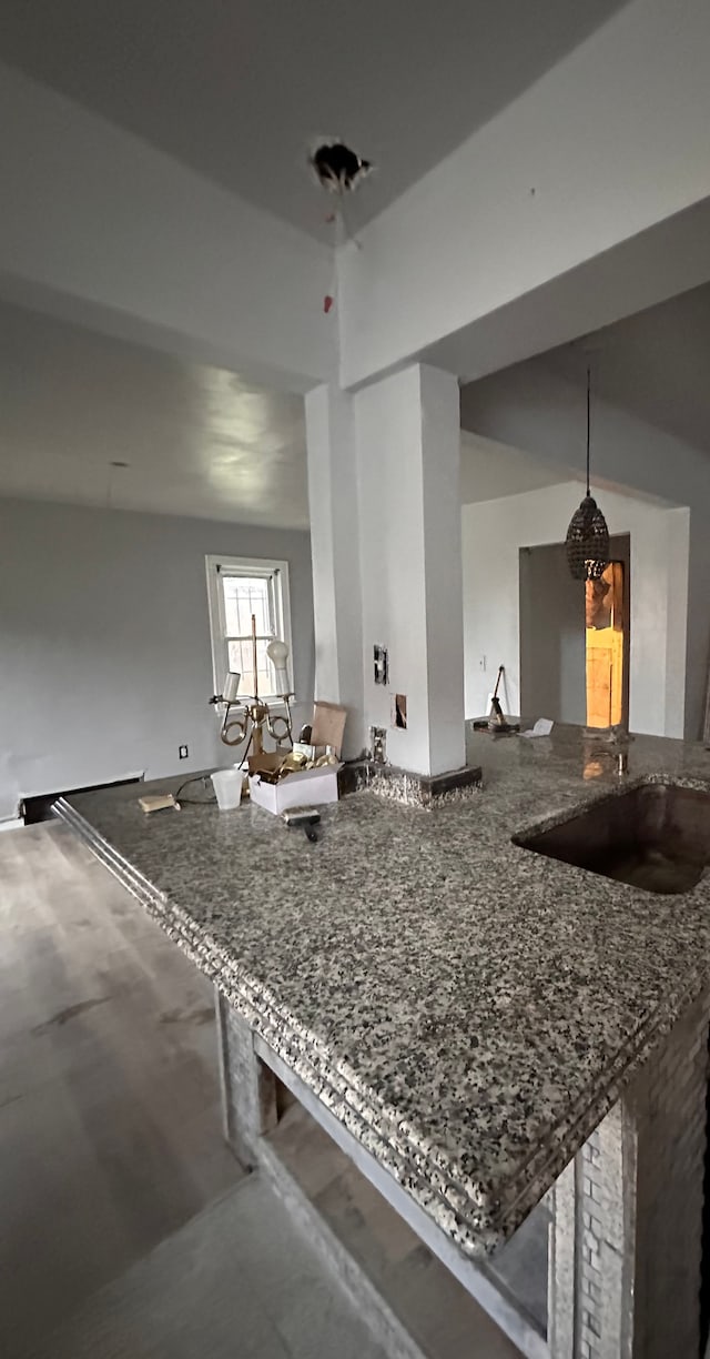 kitchen with concrete flooring