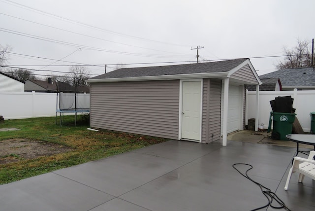 exterior space featuring a trampoline