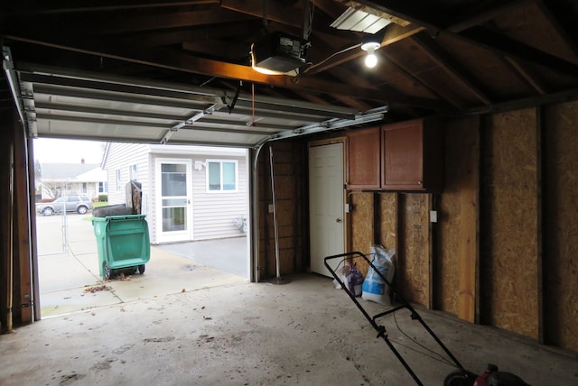 garage with a garage door opener