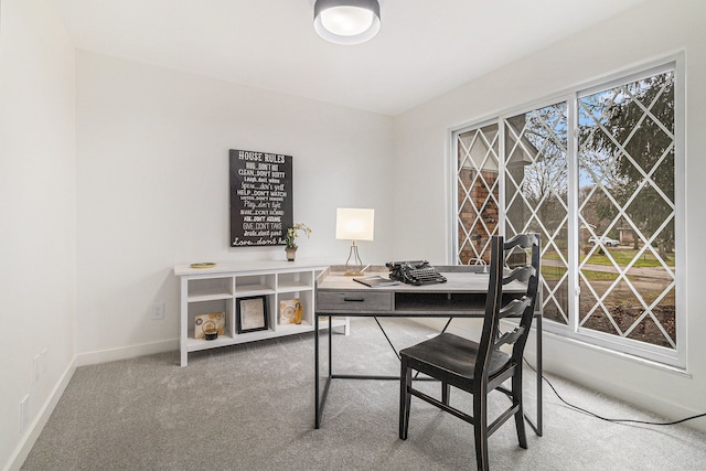 view of carpeted home office