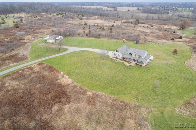 bird's eye view with a rural view