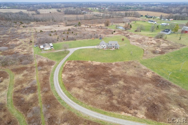 bird's eye view with a rural view