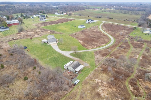 aerial view with a rural view