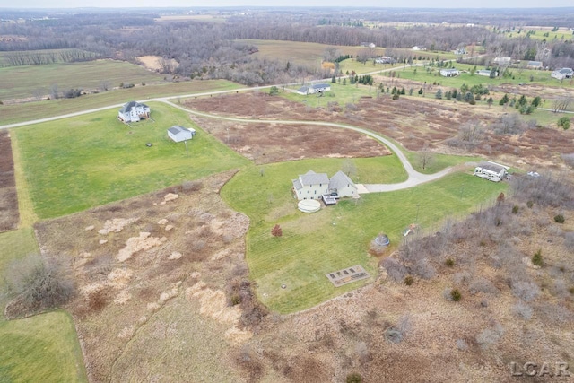 drone / aerial view with a rural view