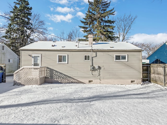 view of snow covered property