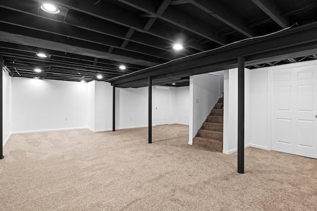 basement with carpet