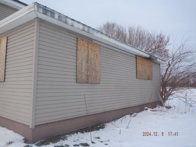 view of snow covered exterior