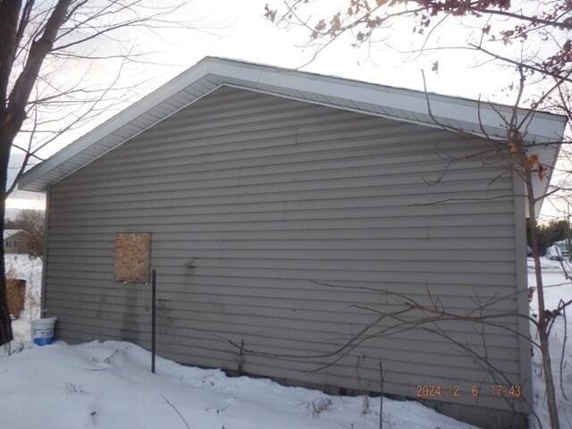 view of snow covered exterior