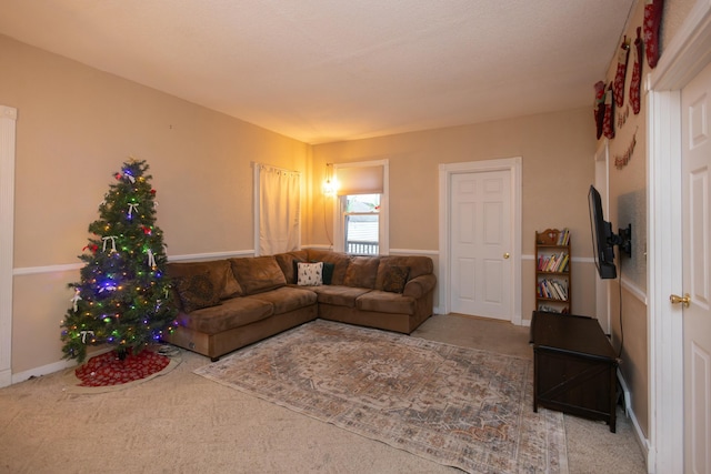 living room with light carpet