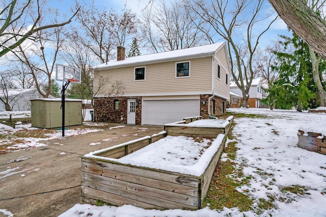 exterior space with a garage