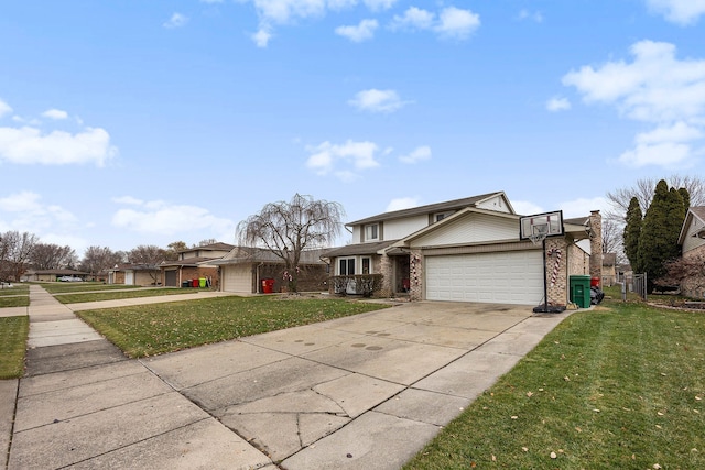 view of front of home featuring a garage and a front lawn