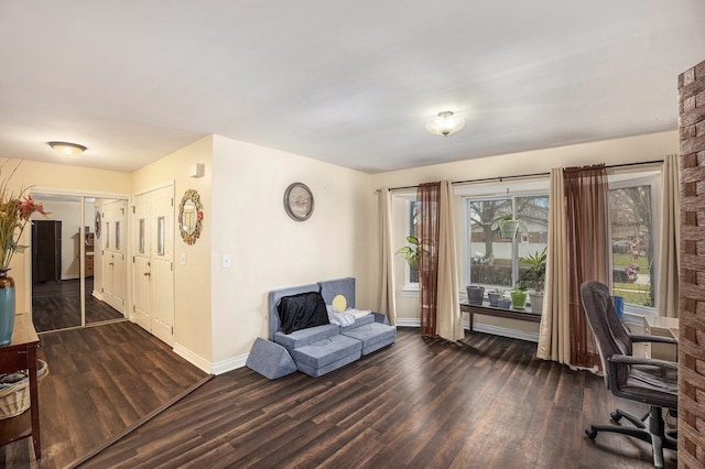 living area featuring dark hardwood / wood-style floors