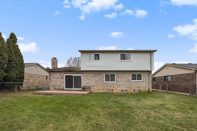 back of house with a yard and central AC unit