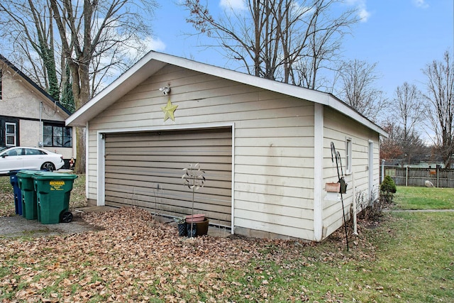 view of outbuilding featuring a garage