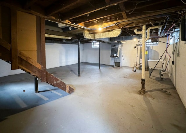 basement with gas water heater