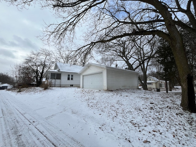 view of snow covered property