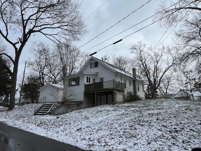 view of snow covered property