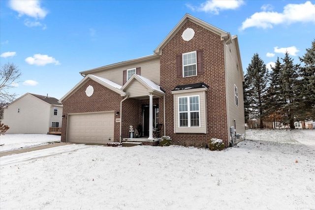 front of property with a garage