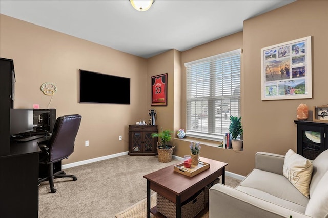 office with light colored carpet