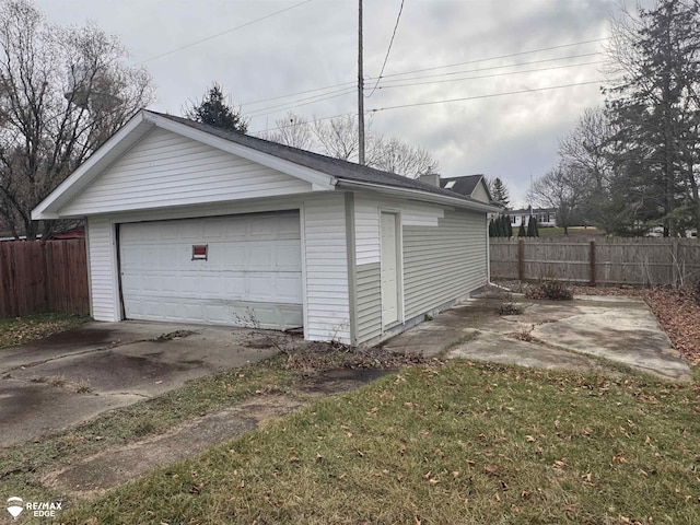 garage with a yard