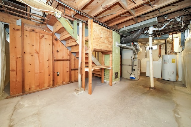 basement with electric water heater