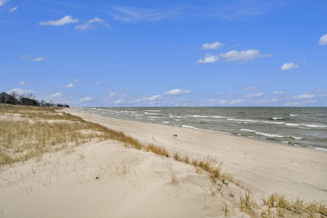 property view of water with a beach view