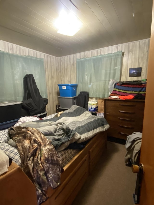 4038 W Brookview Dr, Prescott, MI 48756 - bedroom with wooden walls and carpet floors