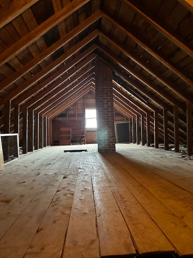 view of unfinished attic