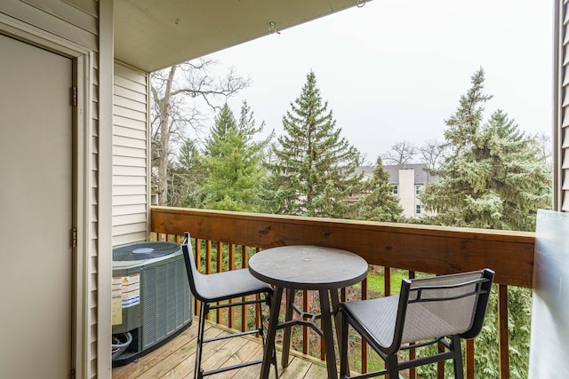 balcony featuring central AC